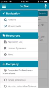 The DocStar ECM Mobile App delivers secure and quick access to the DocStar ECM repository, enabling users to gain timely workflow approval from their mobile devices.
