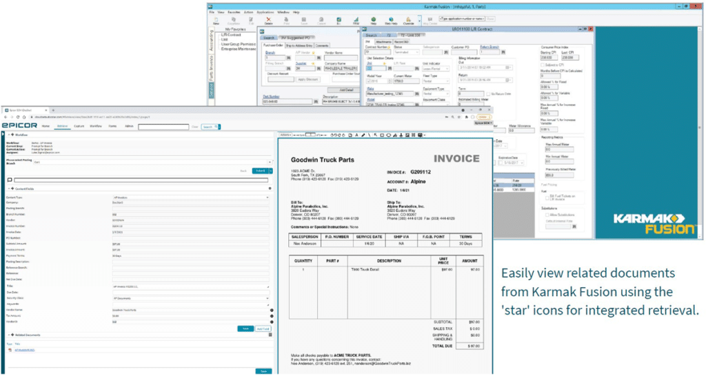 Karmak Fusion integration screens